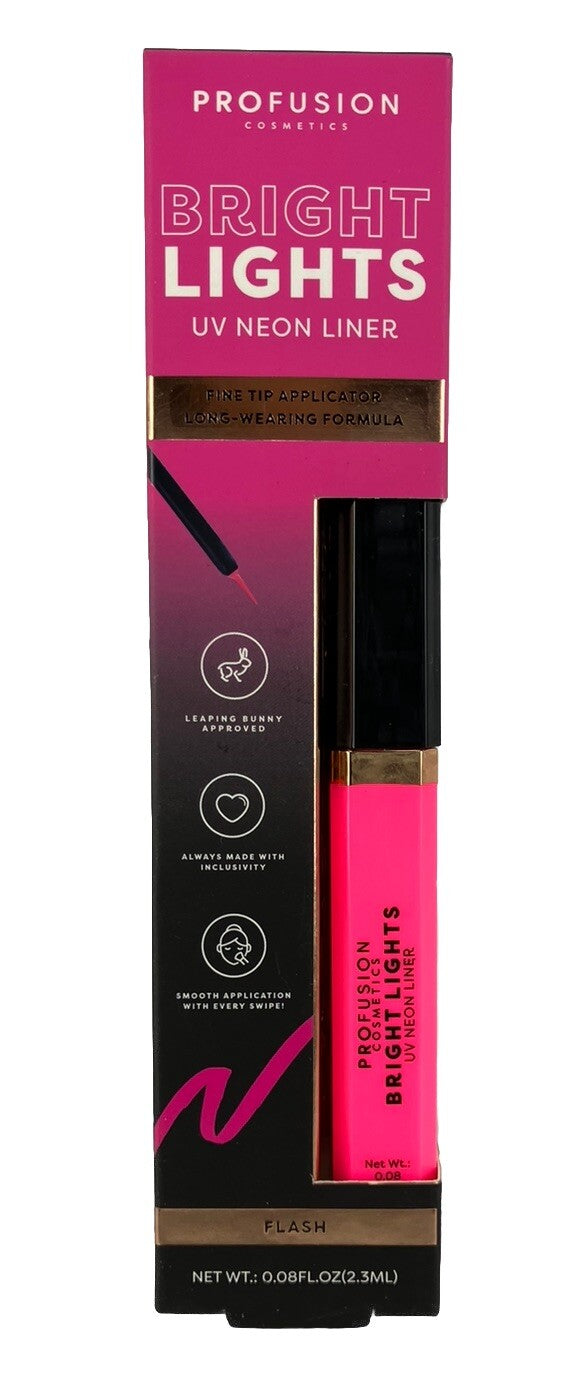 Bright Lights Flash Pink Neon Graphic Eyeliner - UV Reactive Makeup