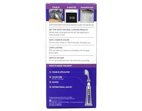 Men's Hair Color Touch of Gray 3 Pack Black & Gray Easy Application