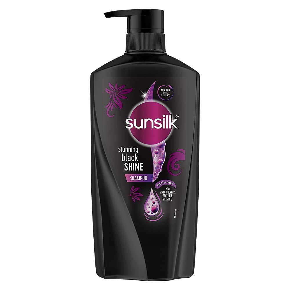 Sunsilk Black Shine Shampoo with Amla & Oil 650ml - Long Lasting Nourishing Hair Care