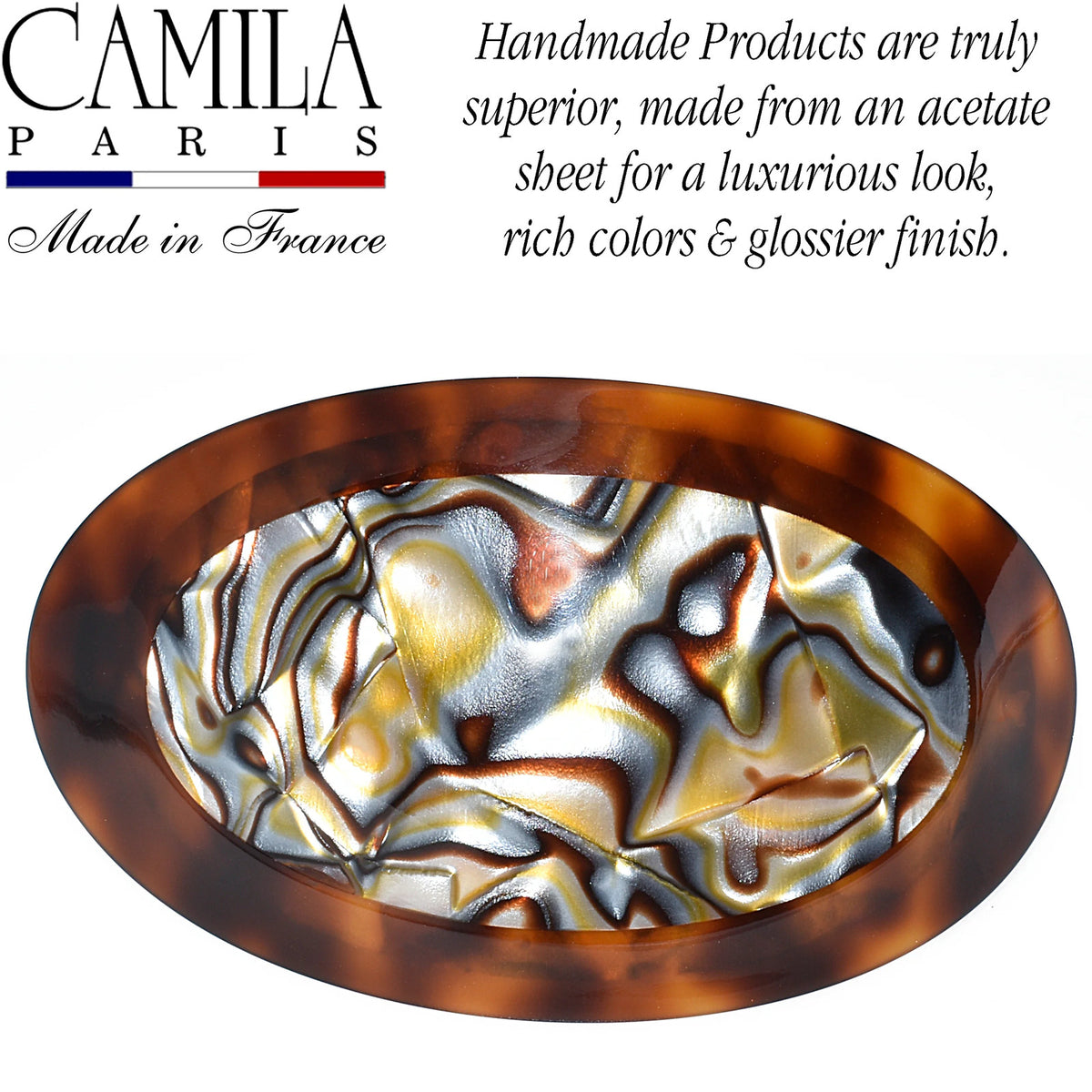 Oval Dual-Tone Handmade Hair Barrette for Women - Secure, Elegant Hair Accessory