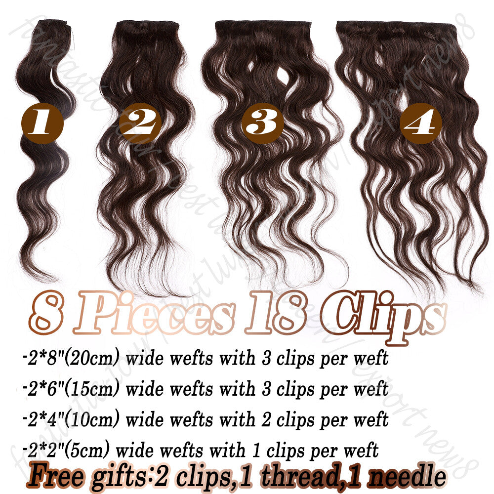Thick Clip-In Hair Extensions Full Head 8PCS Double Weft Remy Human Hair