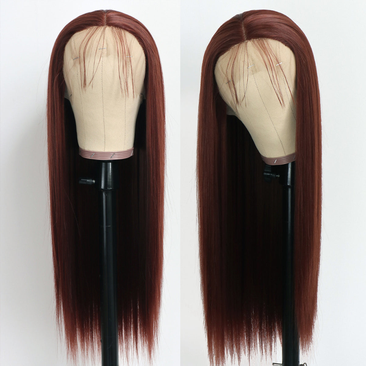 Long Straight Brown Synthetic Lace Front Wig for Black Women Heat Resistant 180% Density