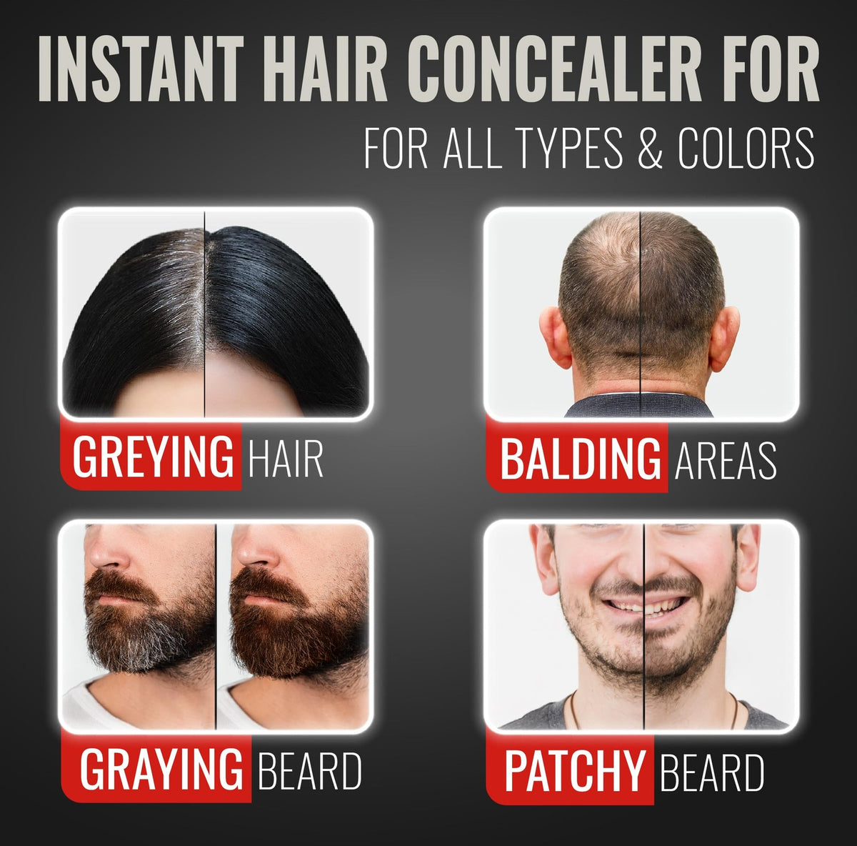 Black Hair Powder Root Touch Up for Gray Hair Cover & Volume - Unisex