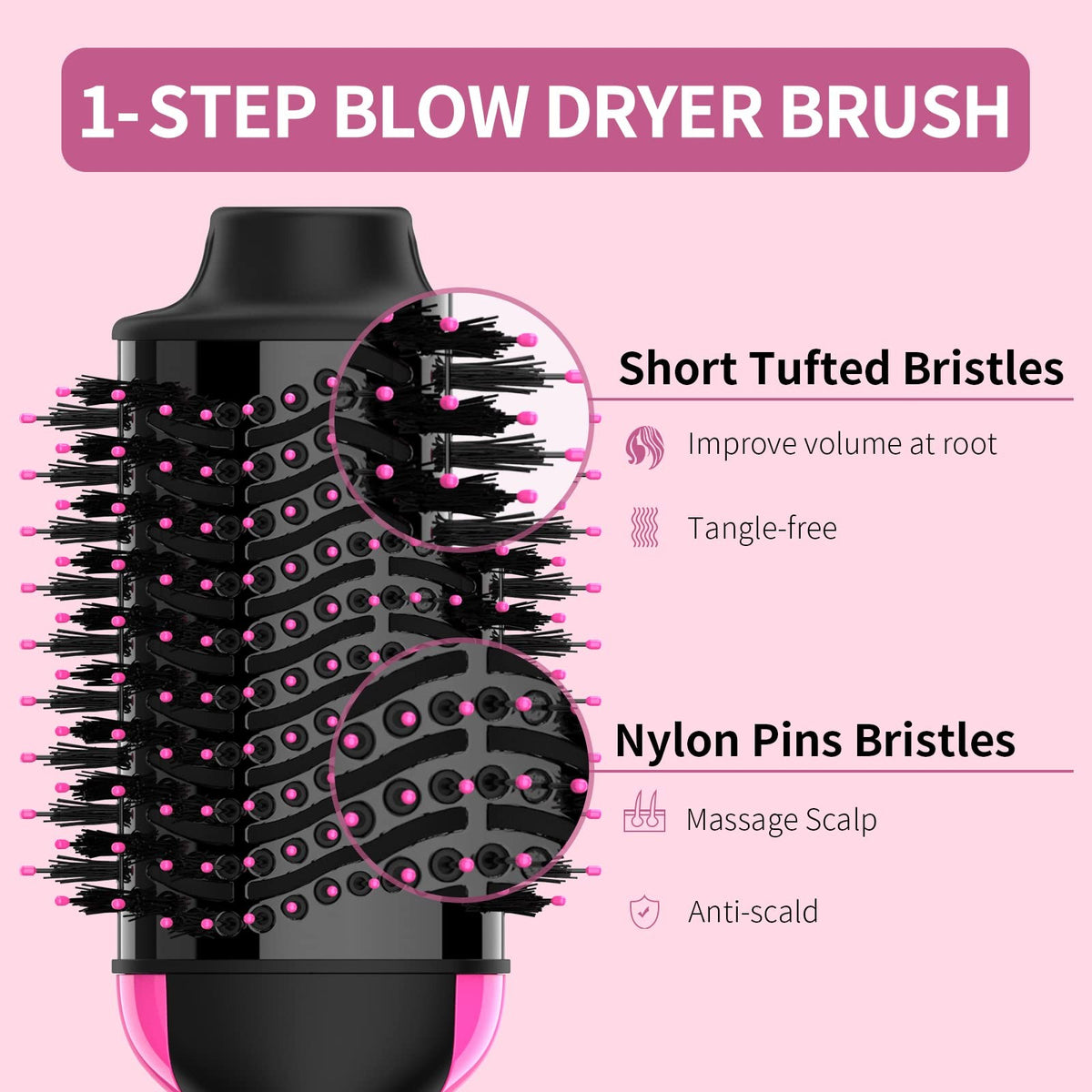 4-in-1 Hair Dryer Brush and Styler - Ceramic Ionic Volumizing Hot Air Brush