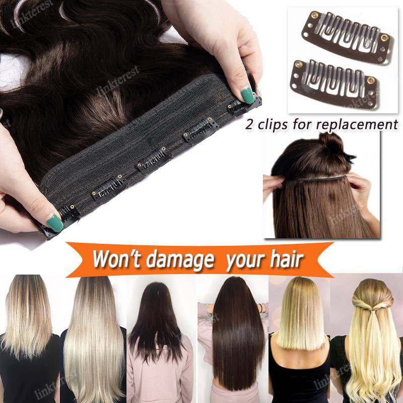 Clip-In Human Hair Extensions Full Head Thick Weft 8-24 Inches - Remy Hair