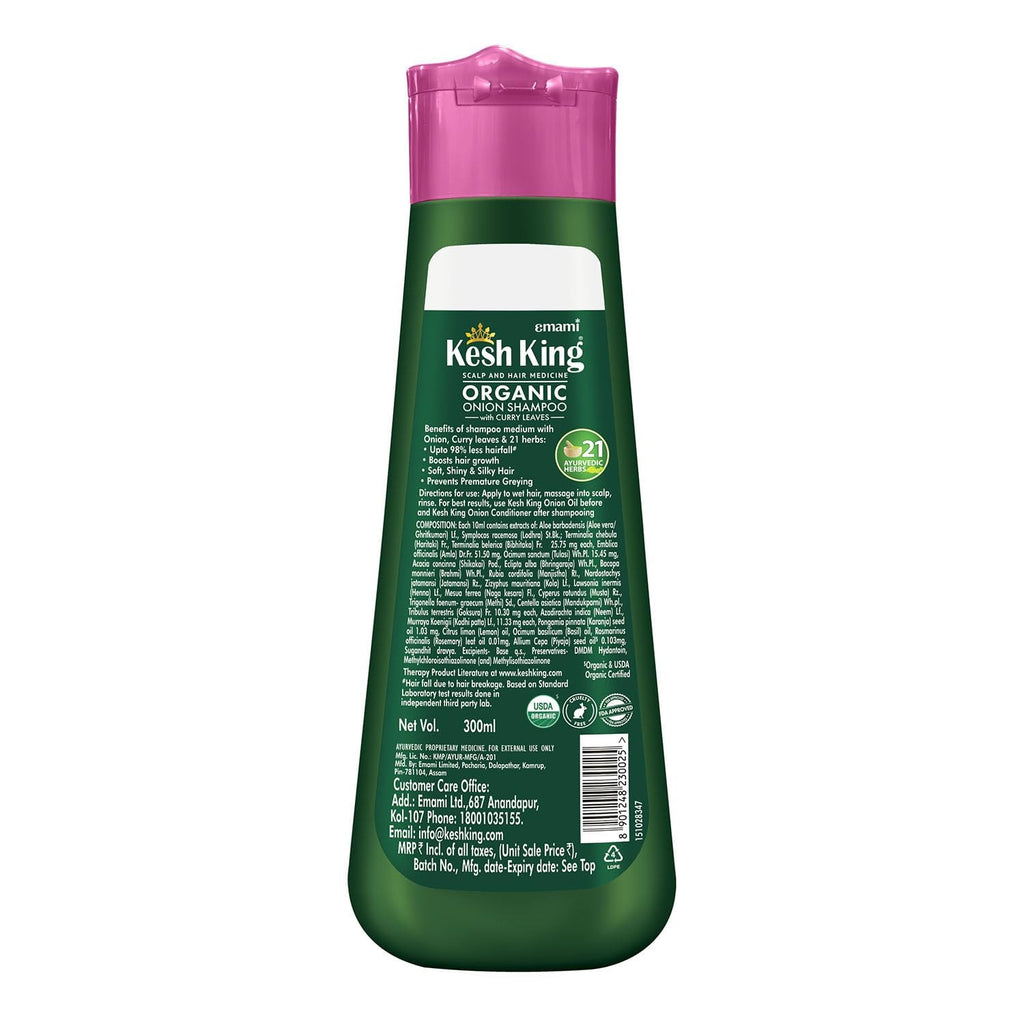 Organic Onion Shampoo for Hair Fall Control & Growth Support - 10.14 Fl Oz