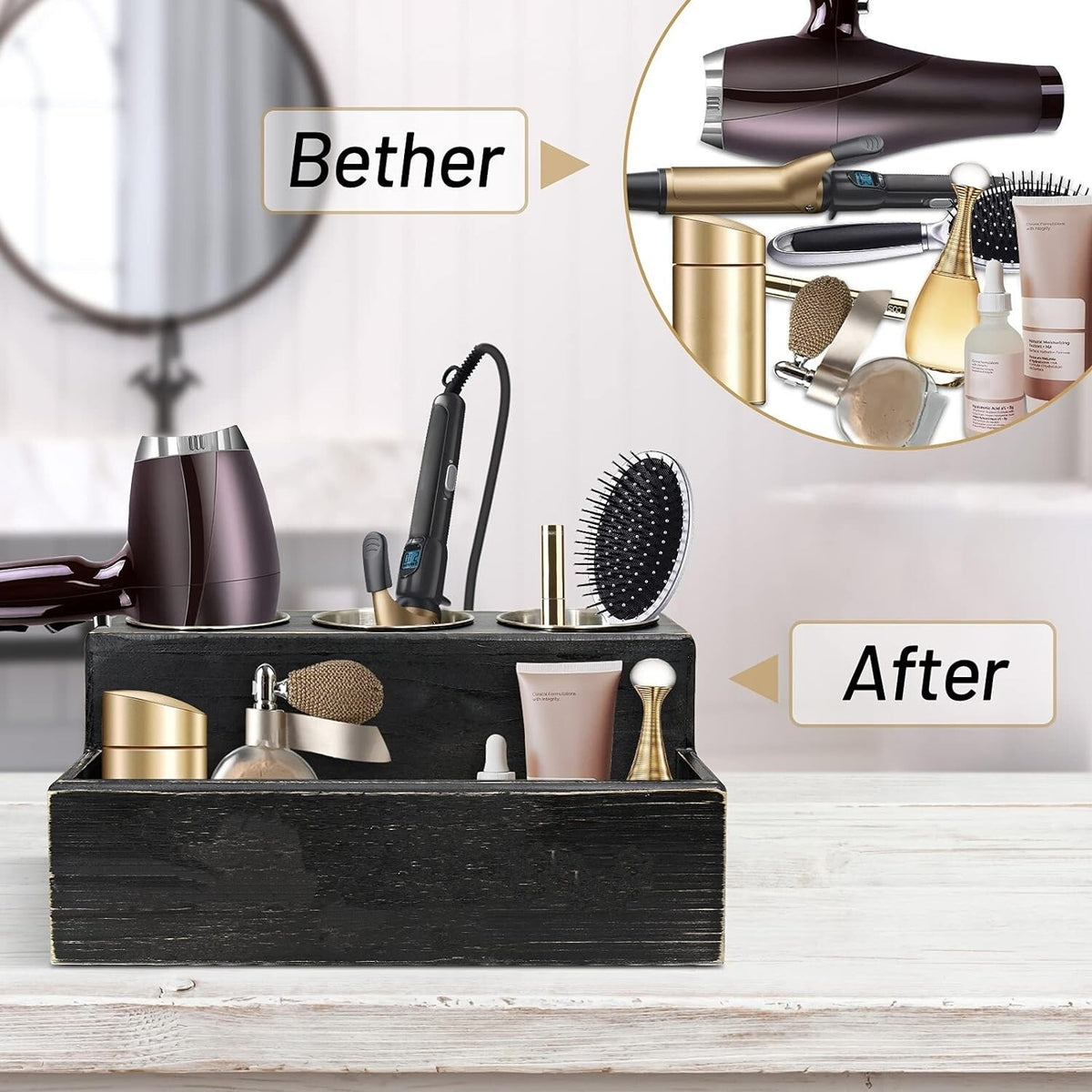 Hair Dryer Organizer Stand with Multiple Compartments for Salon & Bathroom
