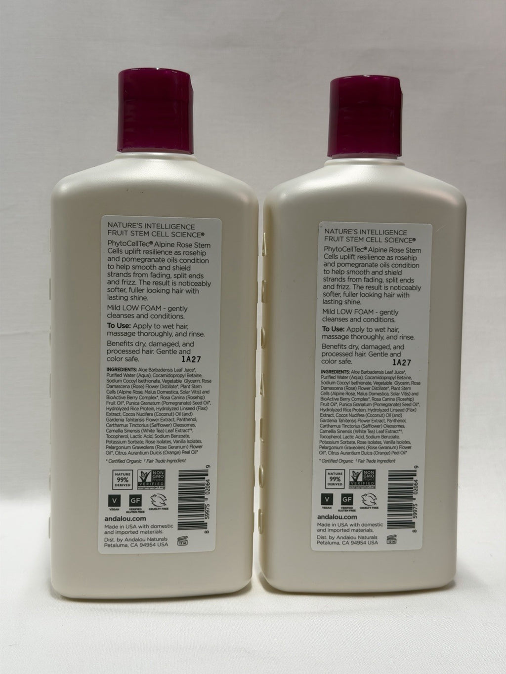 Andalou Naturals 1000 Roses Color Care Shampoo - 11.5 oz Pack of 2