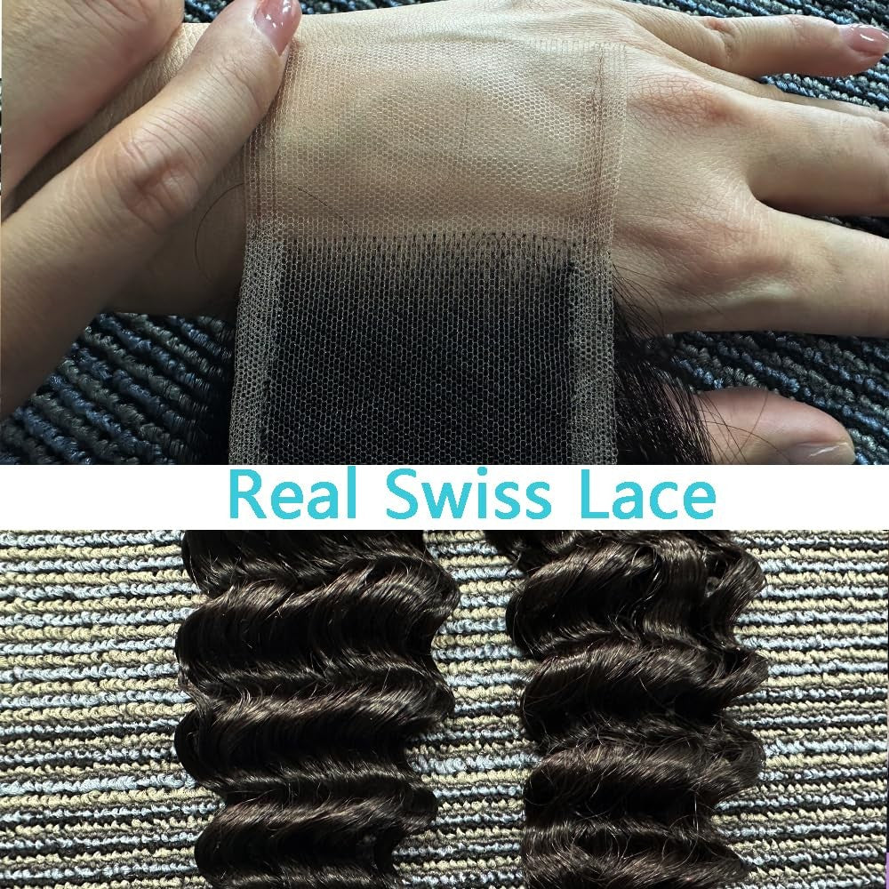 Brazilian Water Wave Lace Closure 16in Virgin Human Hair with Baby Hair
