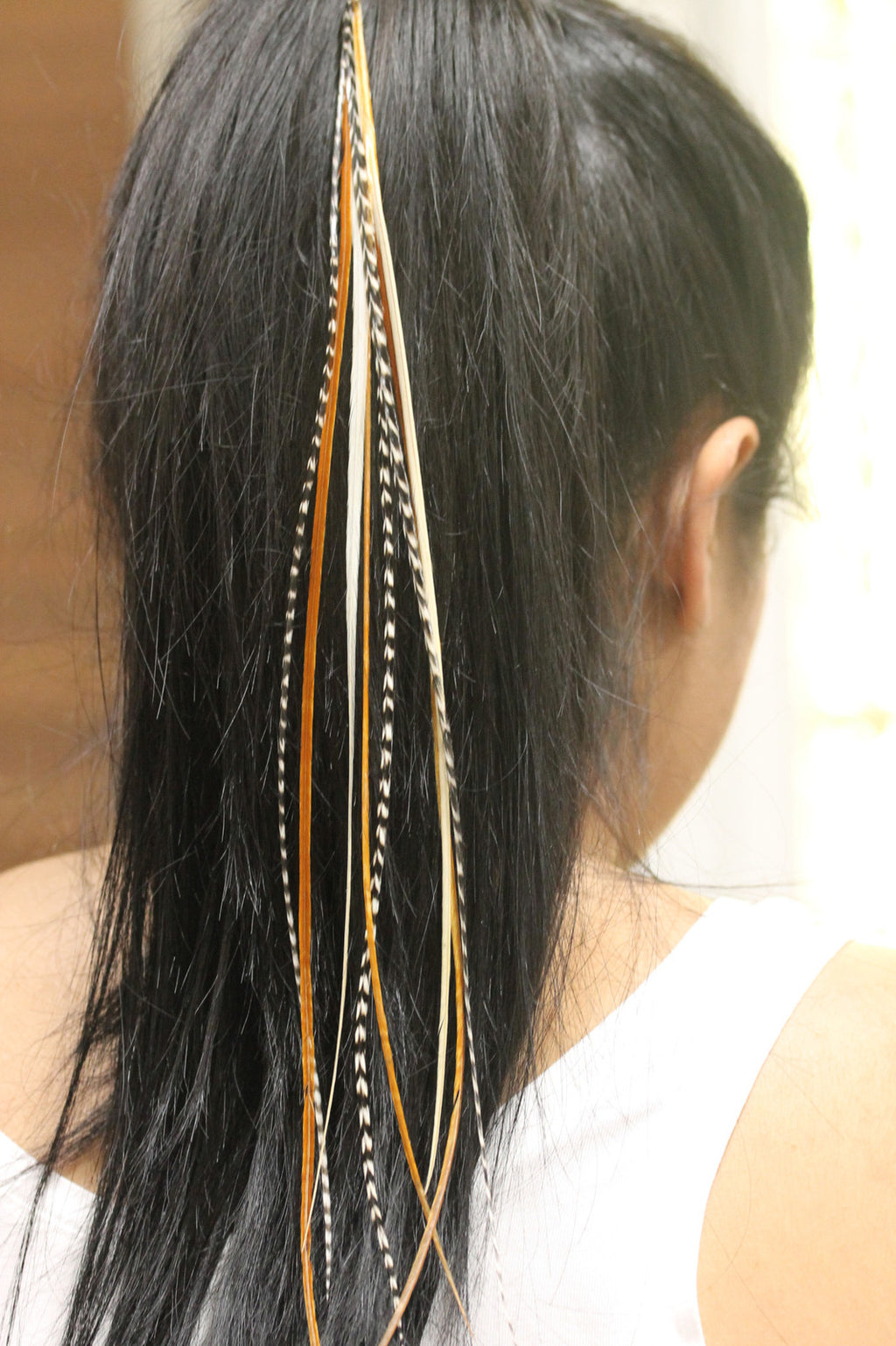 20 Real Feather Hair Extensions - Natural Long 8-12 Inch, Professional Styling Kit