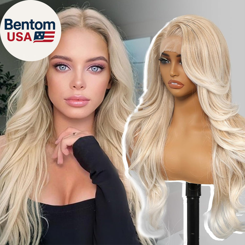 Blonde Synthetic Lace Front Wig 13x4 HD Layered Wave Glueless Wig for Women