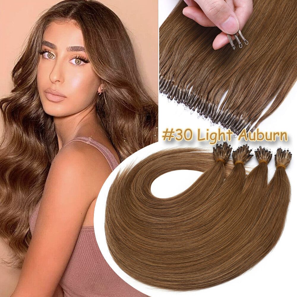 150PCS Thick Remy Human Hair Extensions Nano Beads Double Drawn 14-24 Inch