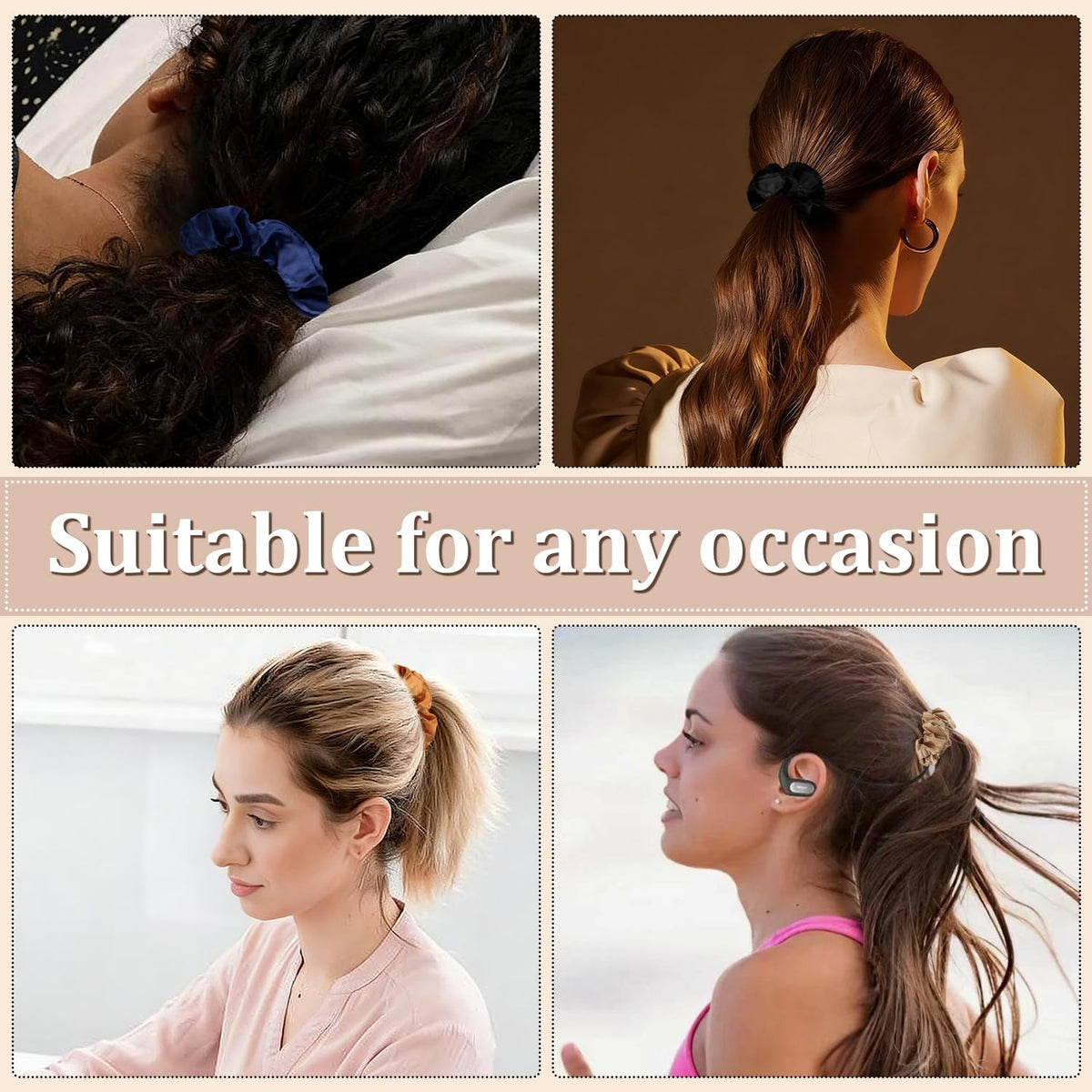 12 Pcs Satin Silk Hair Scrunchies for Women - Soft, Elastic, Multi-Color