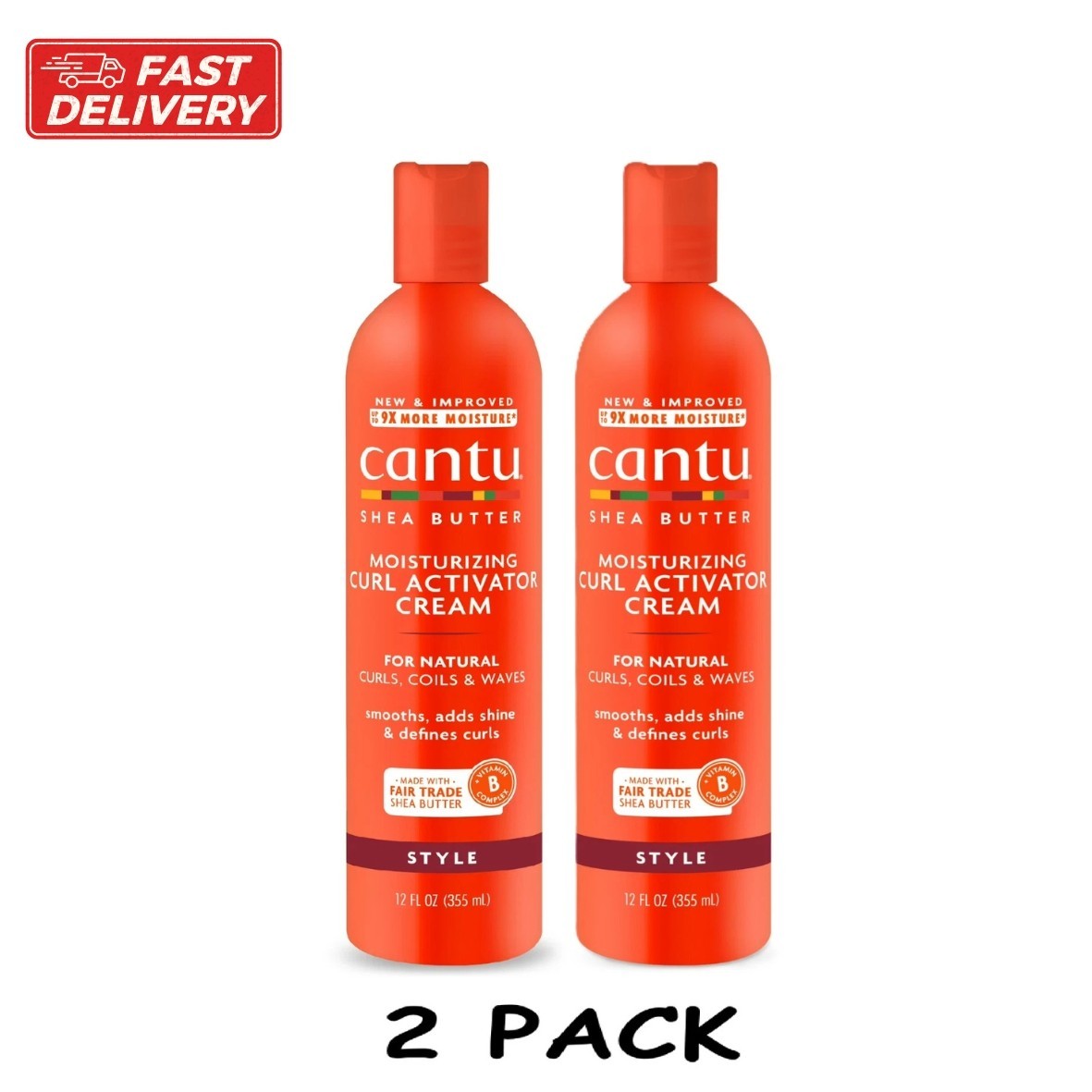 Moisturizing Curl Activator Cream for Natural Hair - Shea Butter & Oils, 12 oz, 2 Pack