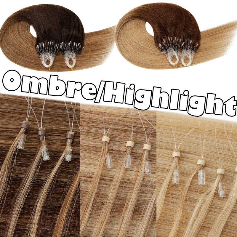 Thick 100% Remy Human Hair Extensions Micro Loop Beads - Multiple Lengths & Colors