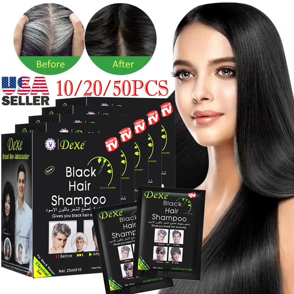 10-50Pcs Black Hair Dye Shampoo for Gray White Hair Cover in 5 Minutes - Unisex