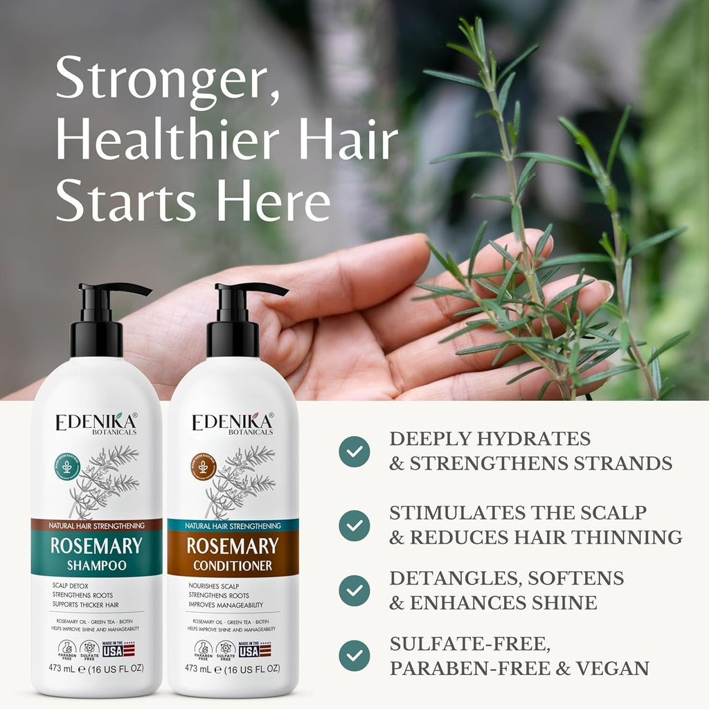 Organic Rosemary Oil Shampoo & Conditioner Set for Hair Loss & Thinning Hair