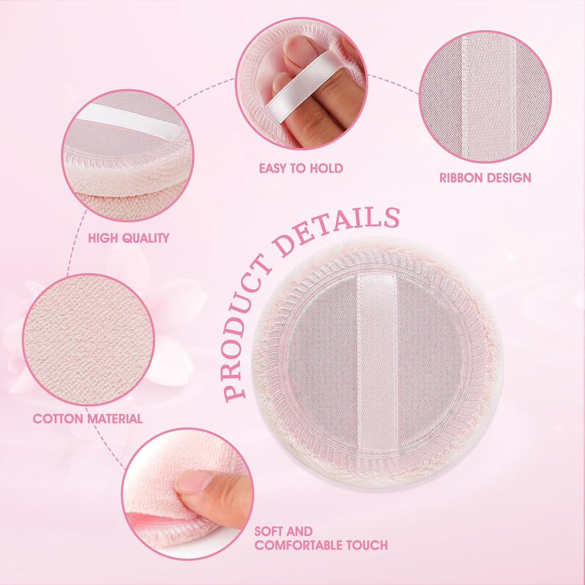 12 Pcs Makeup Powder Puffs - Soft Cotton Face Cosmetic Sponges 2.3 Inch