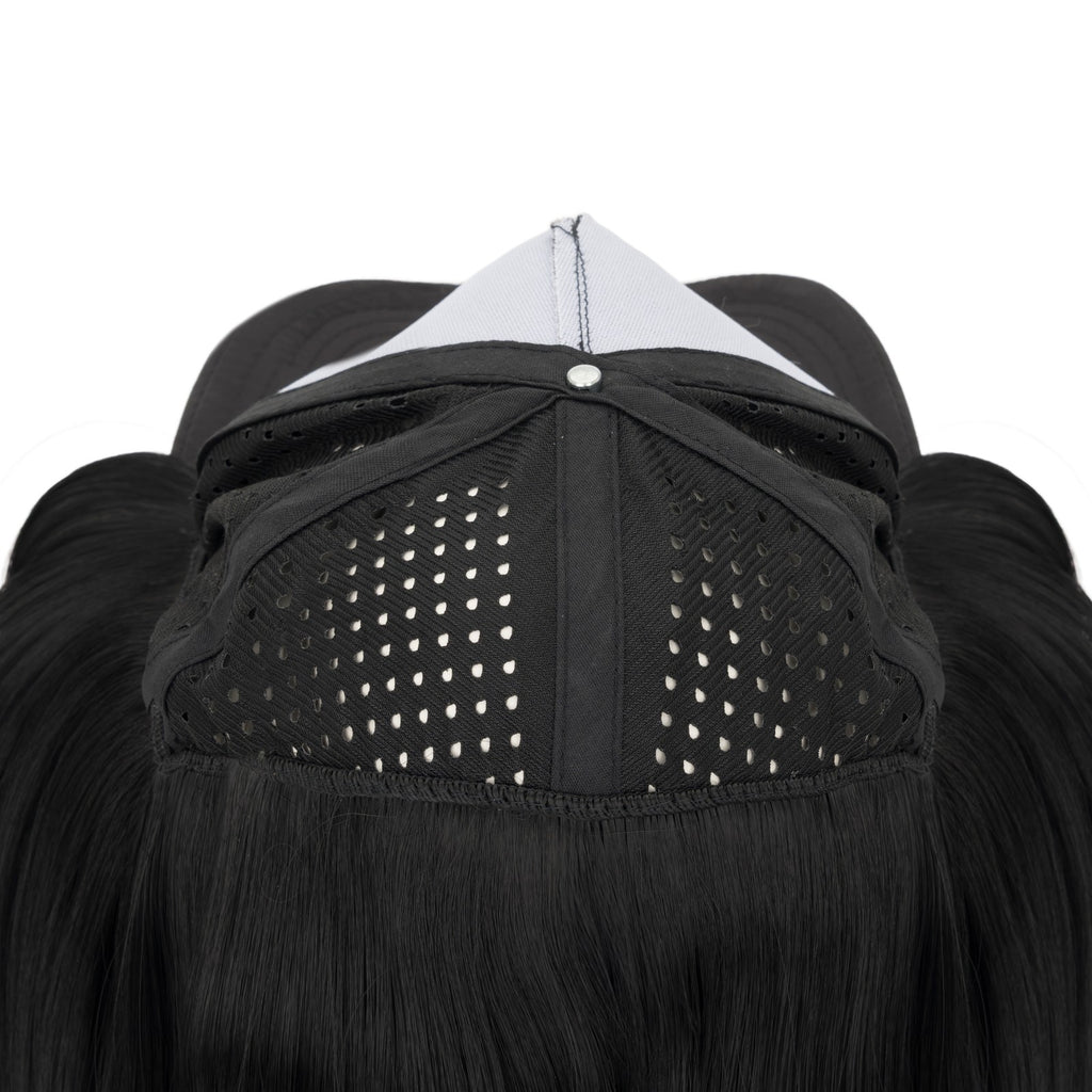 Quick Dry Baseball Cap with Attached Synthetic Hair for Women - Casual Summer Style