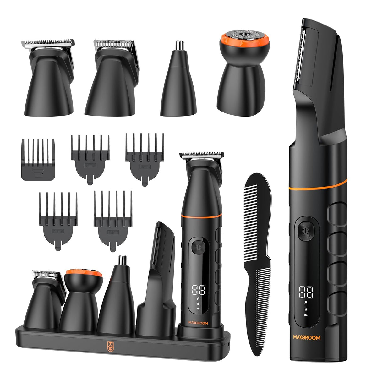 Men's All-in-One Body & Pubic Hair Trimmer Waterproof No-Nick Grooming Kit
