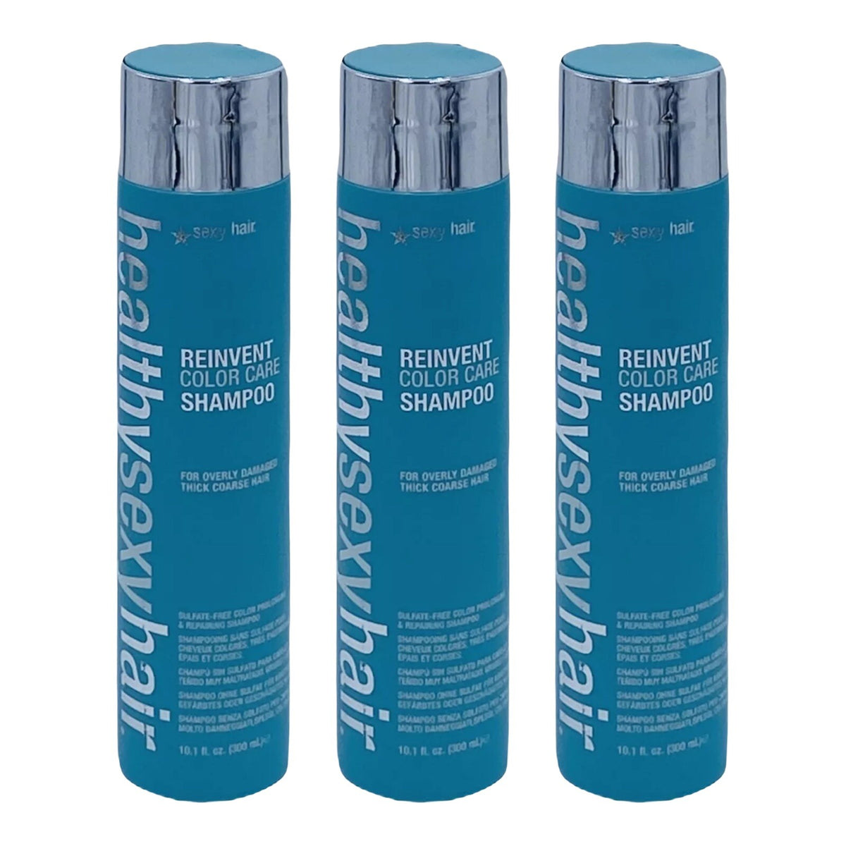 3 Pack Sulfate-Free Color Care Shampoo for Thick Coarse Hair - 10.1 oz
