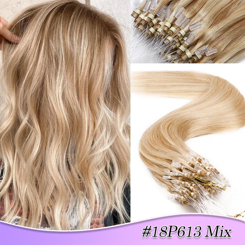 Micro Ring Human Hair Extensions - Remy Straight Microlink Beads, Multiple Lengths & Colors