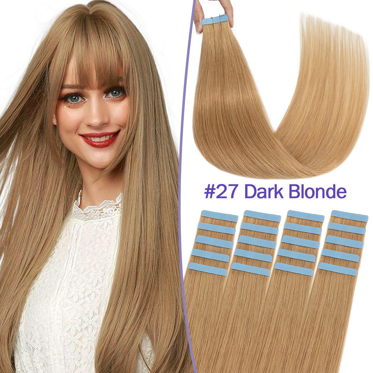 Tape-In 100% Remy Human Hair Extensions Full Head Balayage Ombre