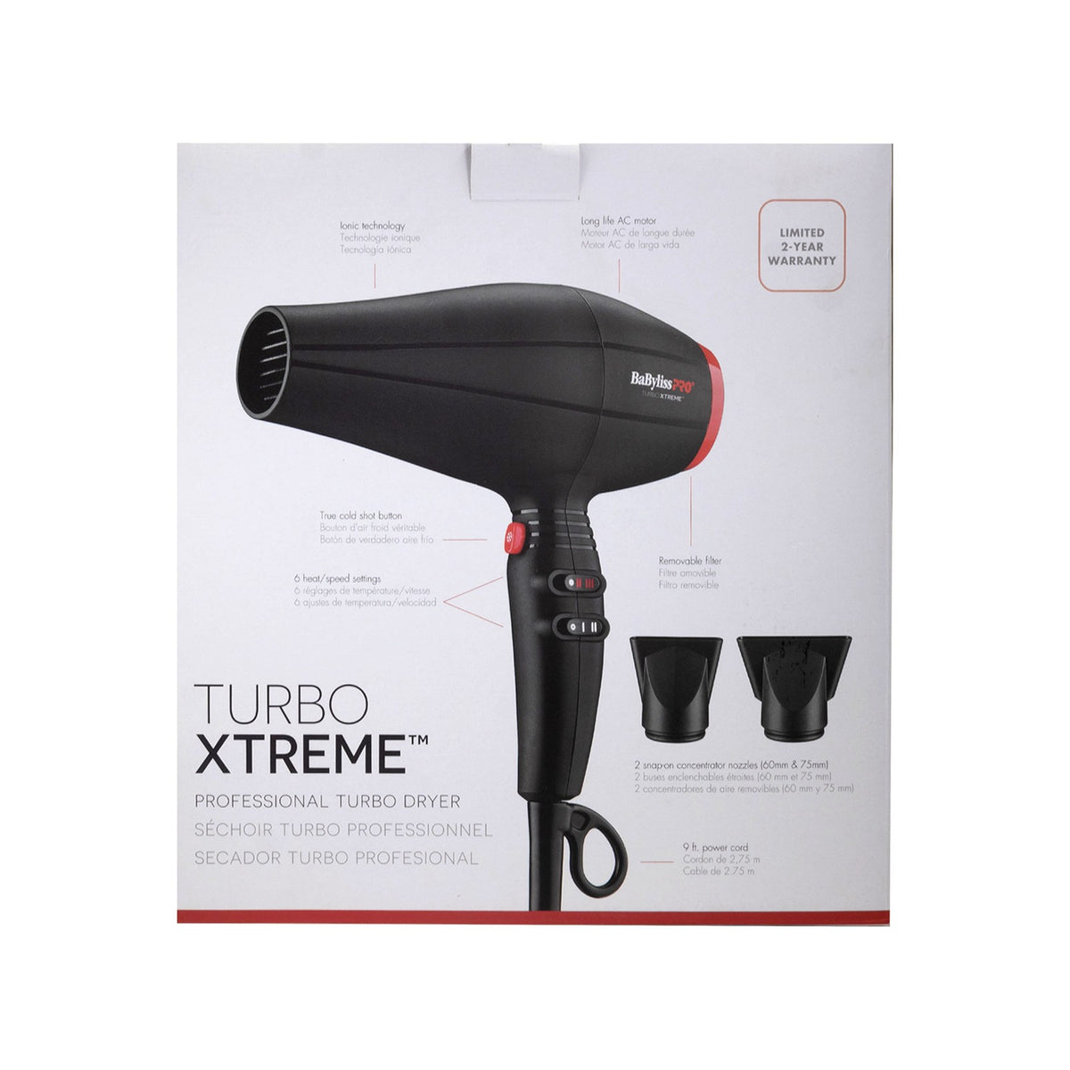 Professional Turbo Xtreme Hair Dryer 1875W with Ion Generator - Black