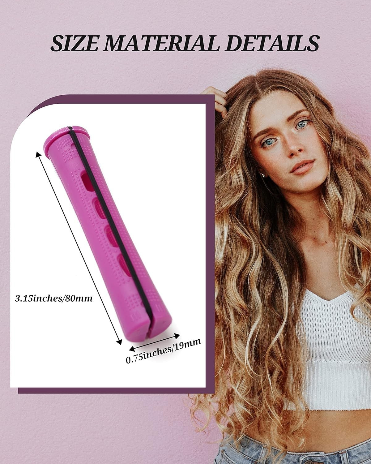 60 Purple Hair Perm Rollers for Natural Hair, Reusable & Safe