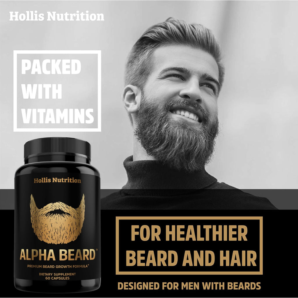Beard Growth Vitamins with Biotin and DHT Support for Men - 60 Capsules