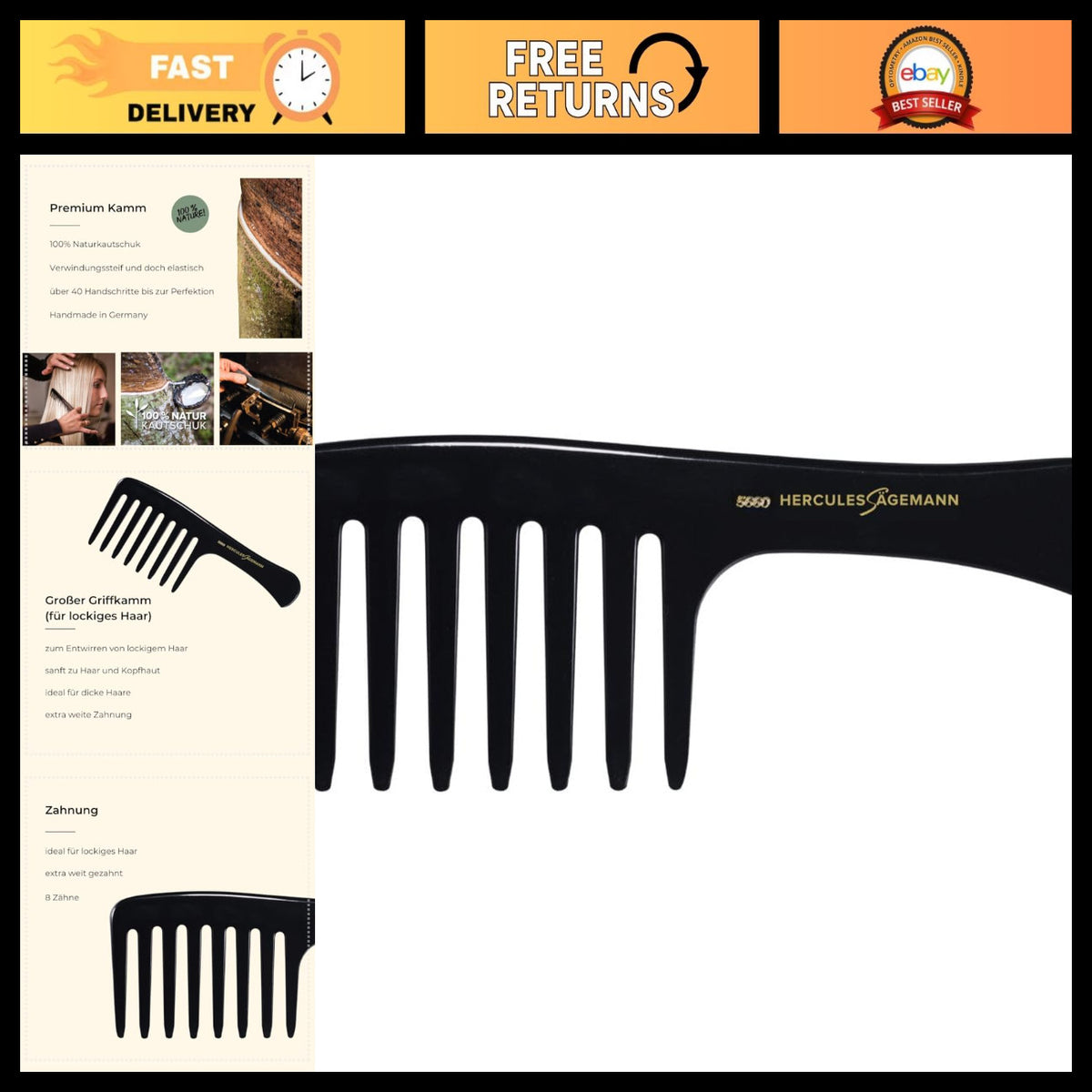 9-Inch Anti-Static Hair Comb Set for Long Hair Styling & Grooming