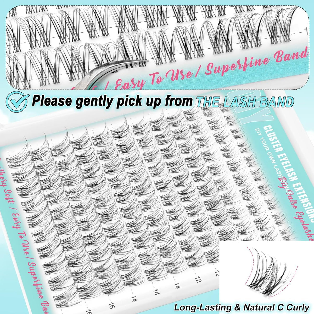 Natural Wispy Lash Clusters for DIY Eyelash Extensions 8-18mm