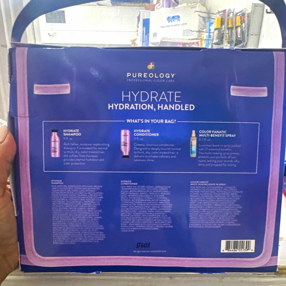 Pureology Hydrate Shampoo & Conditioner + Color Fanatic Spray Set - Hair Care Gift Set