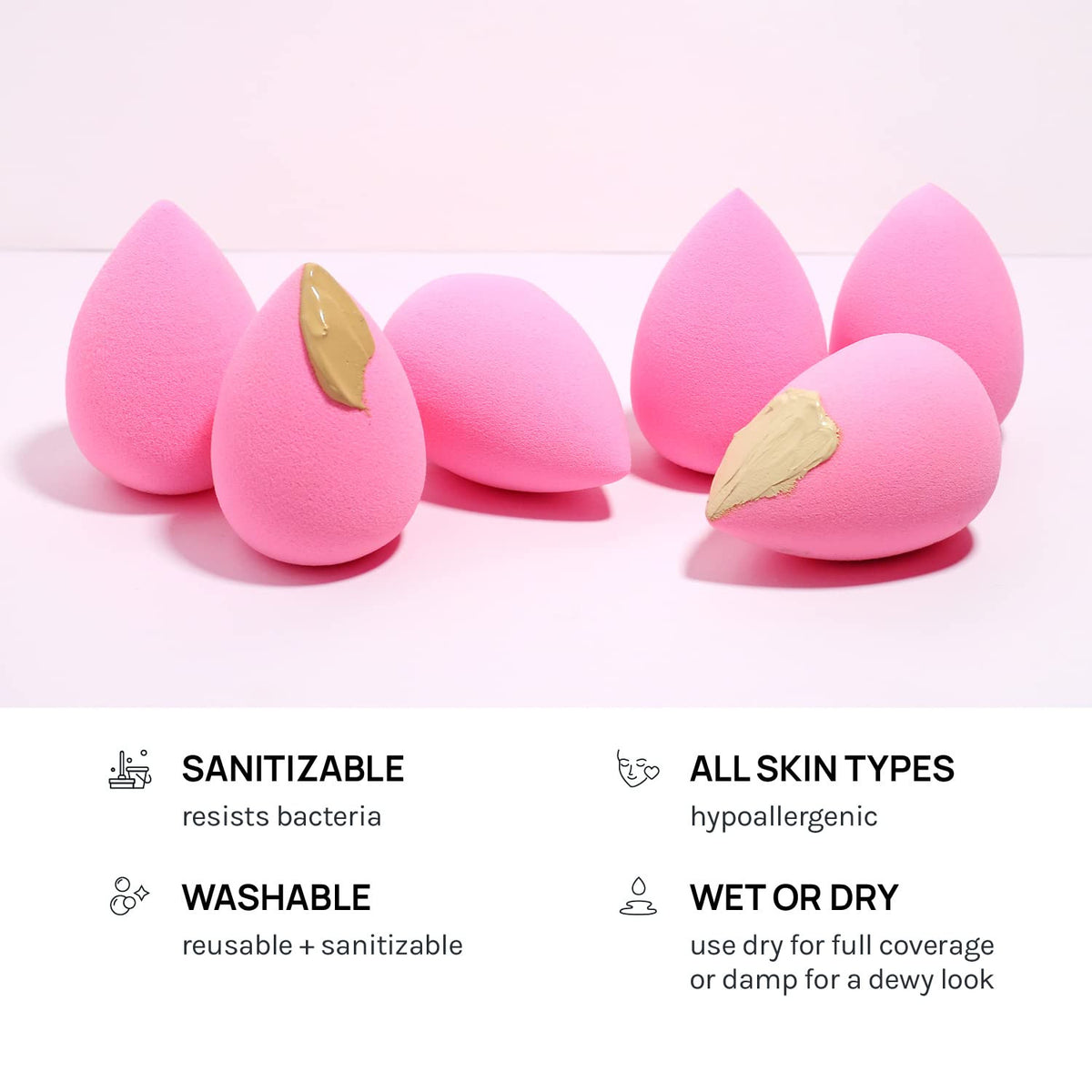 Makeup Sponge Set Latex-Free High-Definition Blender 6 Pieces