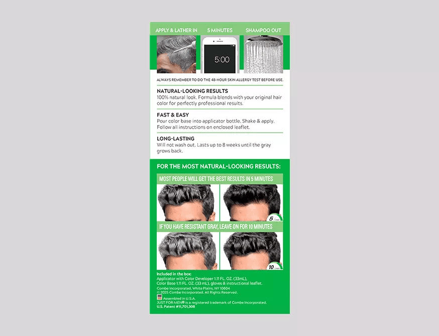 2 Pack Hair Color Kit for Men - Natural Black, Quick & Permanent