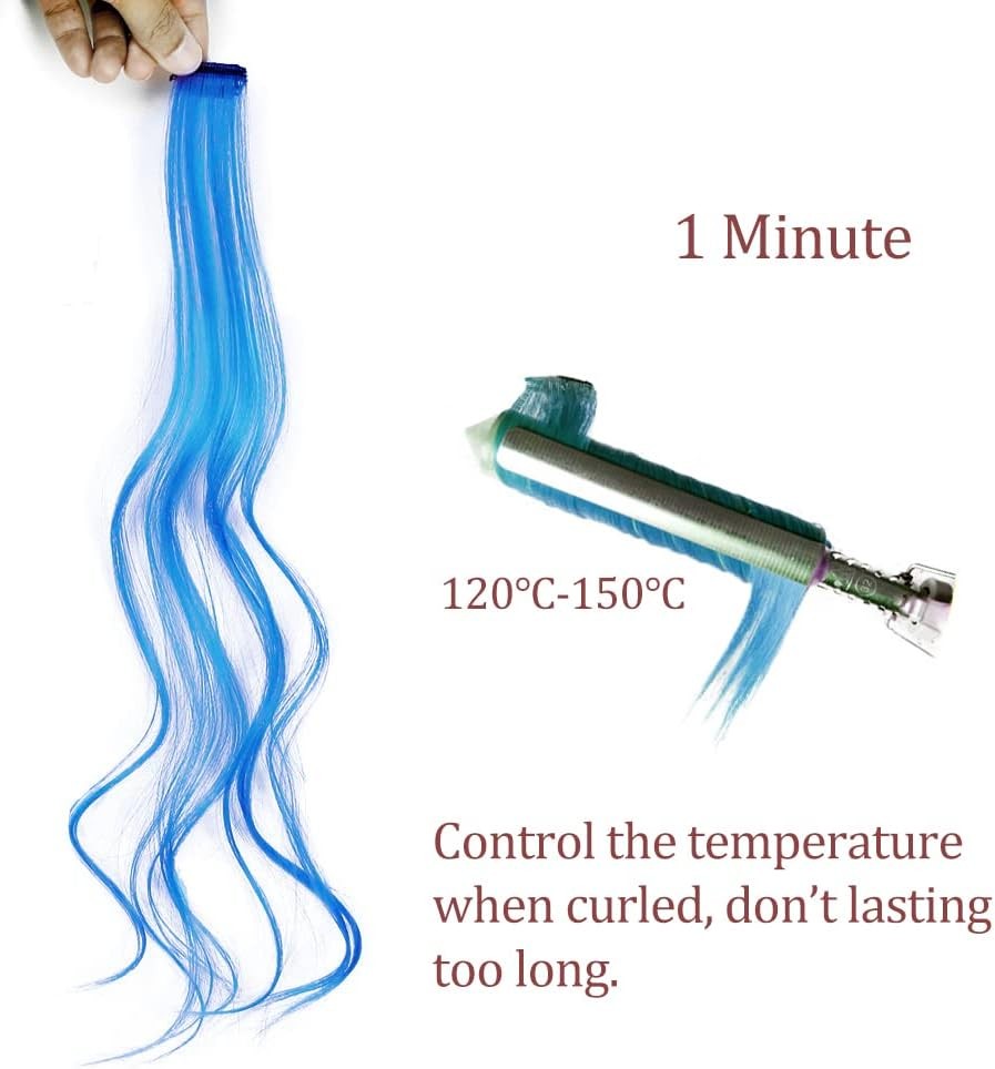 12PCS Bright Color Clip-In Hair Extensions for Party & Festival