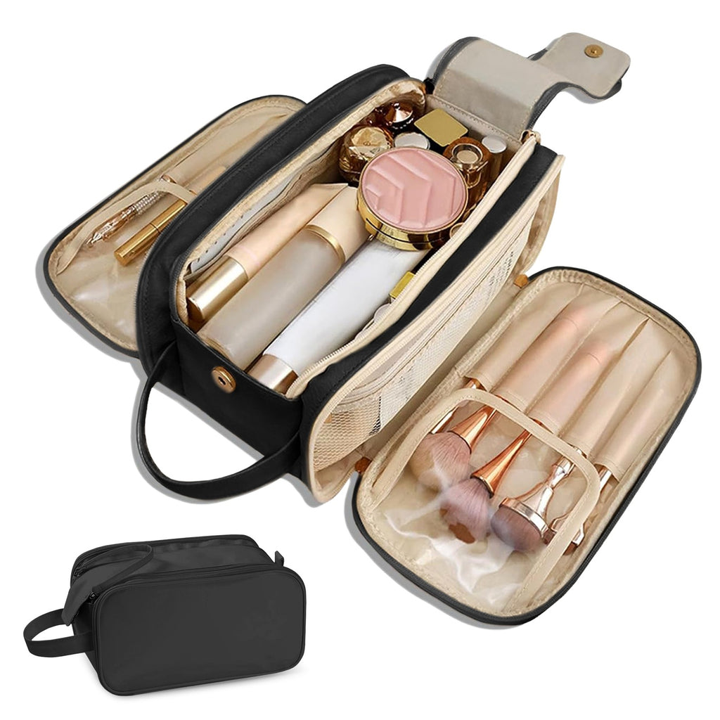 Large Capacity Travel Cosmetic Organizer with Waterproof PU Leather