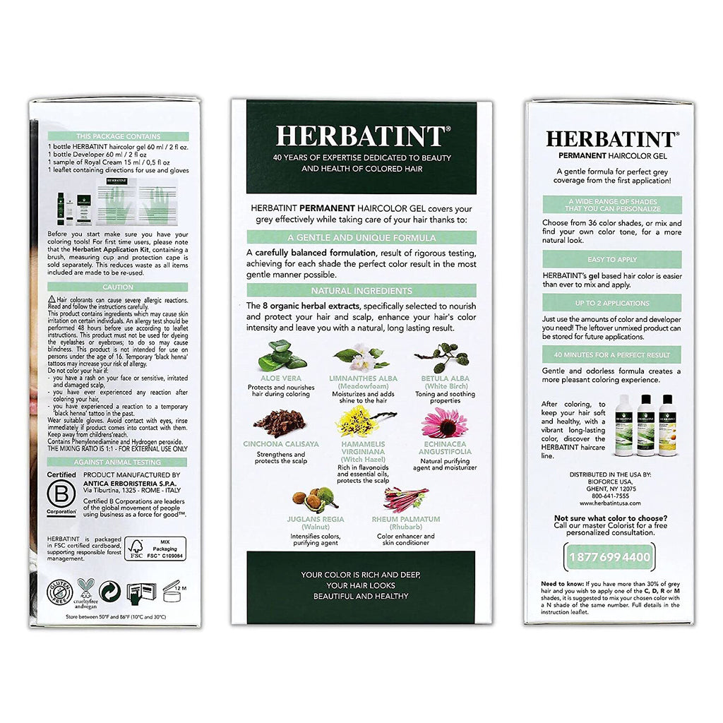 Herbatint Herbal Permanent Hair Color Gel 7M Mahogany Blonde, 4.5 oz