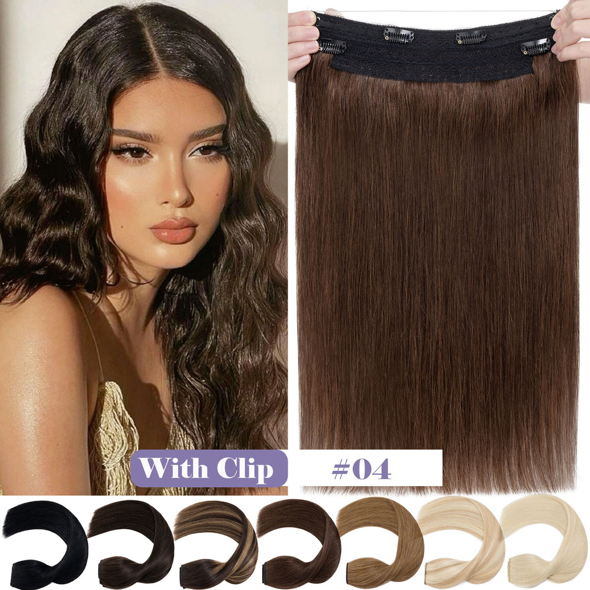 Wire-In Human Hair Extensions with Clips - Thick & Natural Look, 12-22 Inches