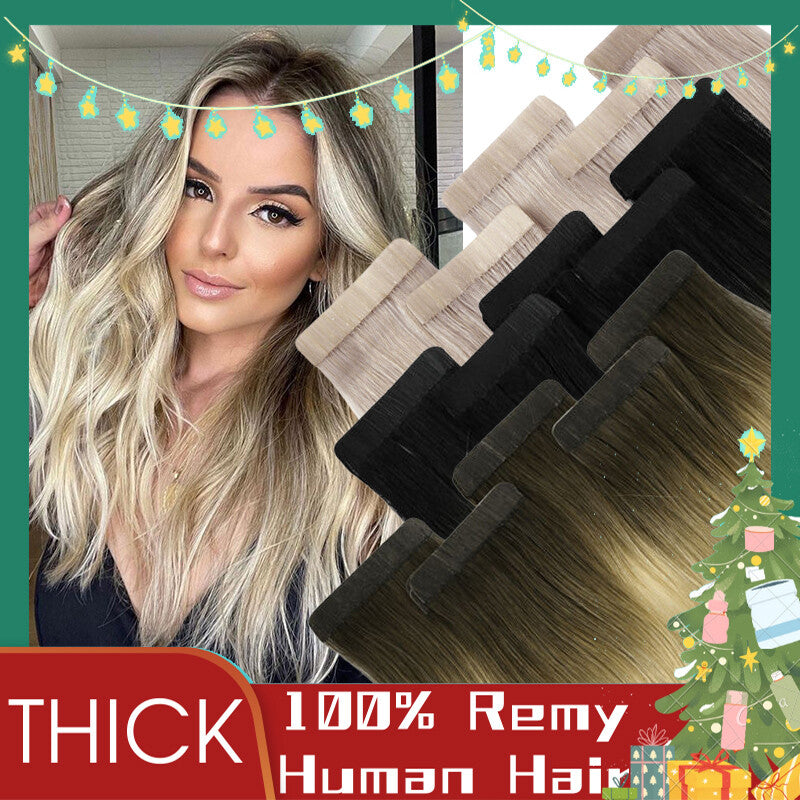 150g Thick Tape-In Human Hair Extensions - Remy Virgin Hair, 16-24 Inches