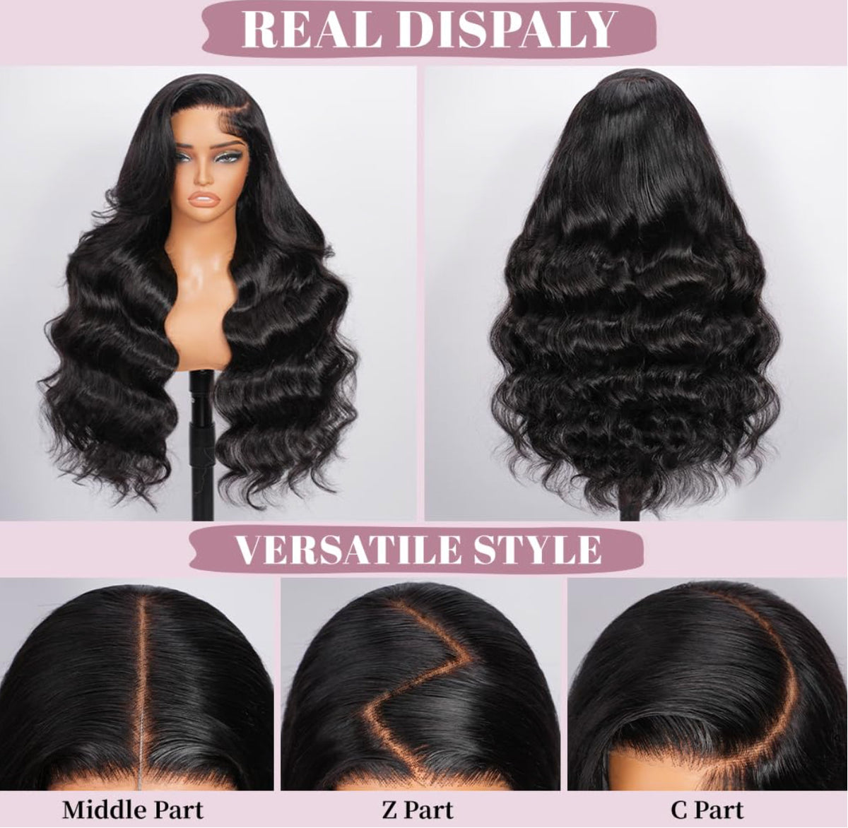 22 Inch Body Wave Human Hair Wig 13x6 HD Lace Front Glueless 250 Density