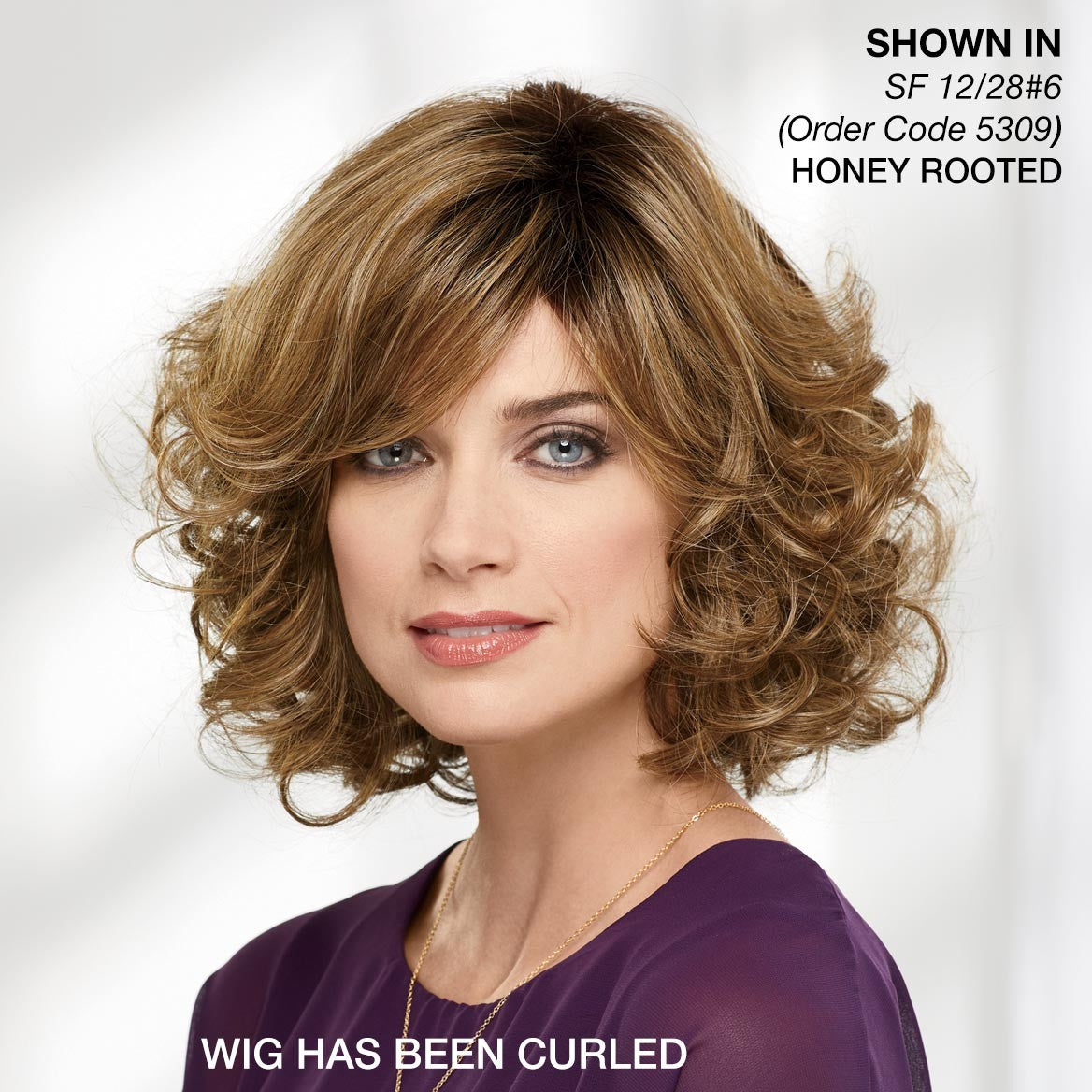 Heat-Resistant Mid-Length Bob Wig with Side-Swept Bangs - Honey Rooted