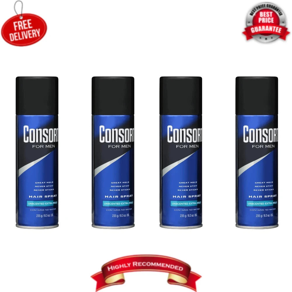 Men's Unscented Extra-Hold Hairspray - 8.3 oz, Shine Enhancing, 4 Pack