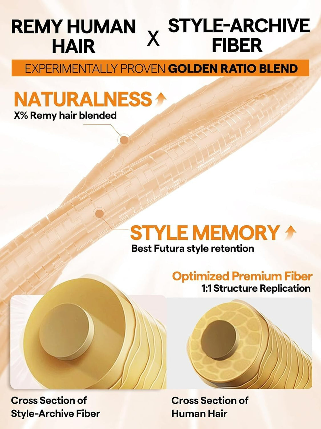 Gorgius 24-Inch Glueless Wavy Wig - Premium Fiber Ginger Orange Highlight