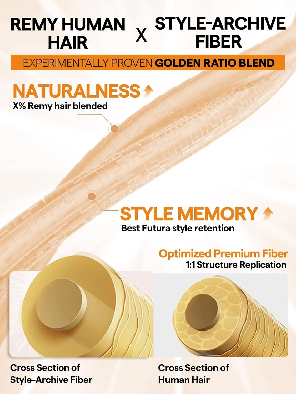 Gorgius 24-Inch Glueless Wavy Wig - Premium Fiber Ginger Orange Highlight