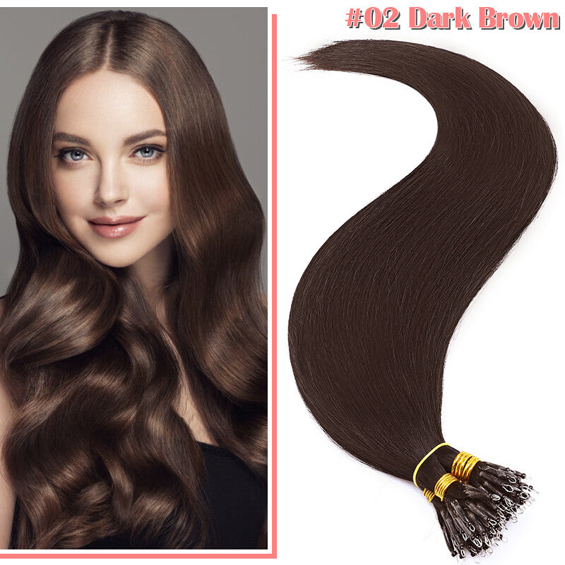 Thick Nano Ring Hair Extensions - Micro Loop Beads, Real Remy Human Hair