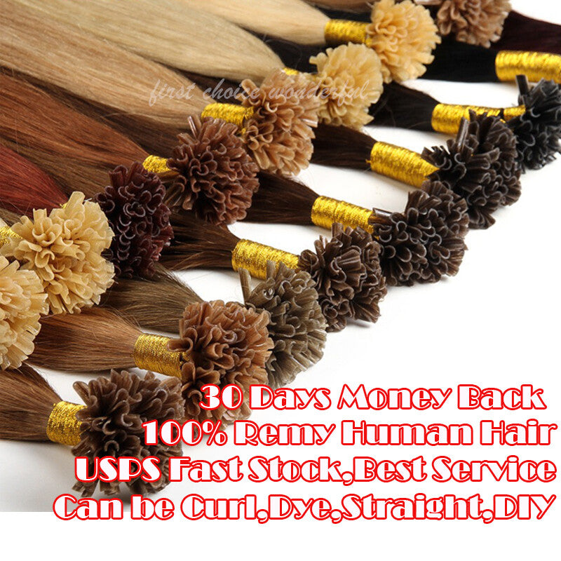 Remy Hair Extensions Keratin Bond Pre Bonded Hair Tips 16-22 Inch 100G