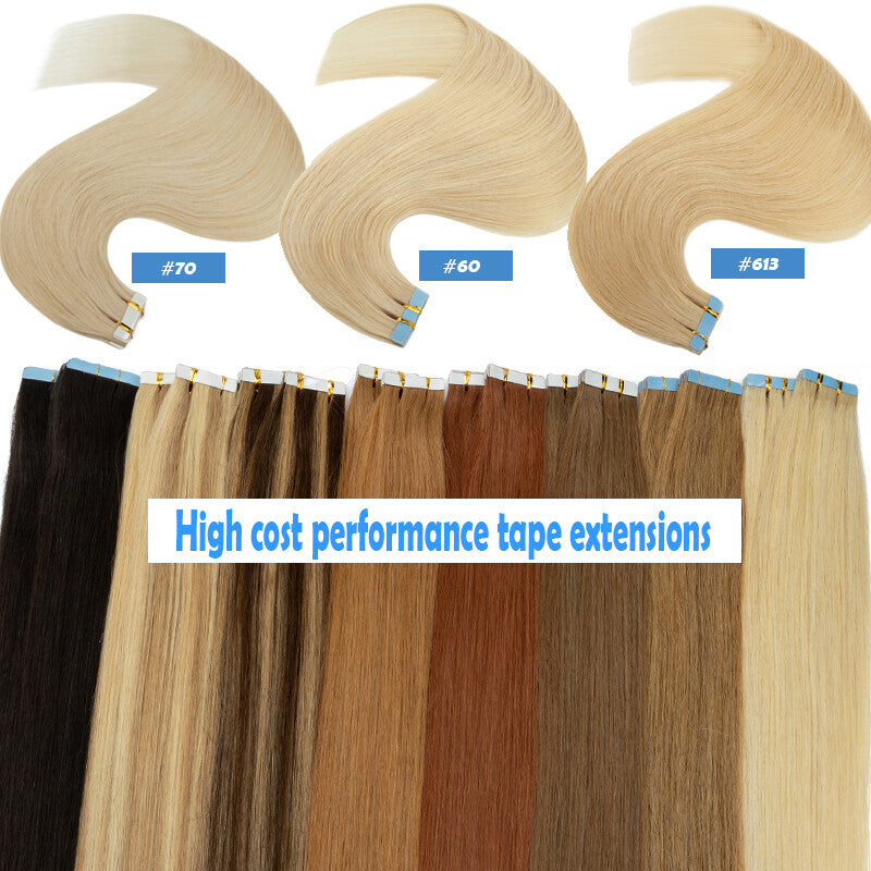 Remy Human Hair Extensions Tape-In Thick Glue Full Head Set