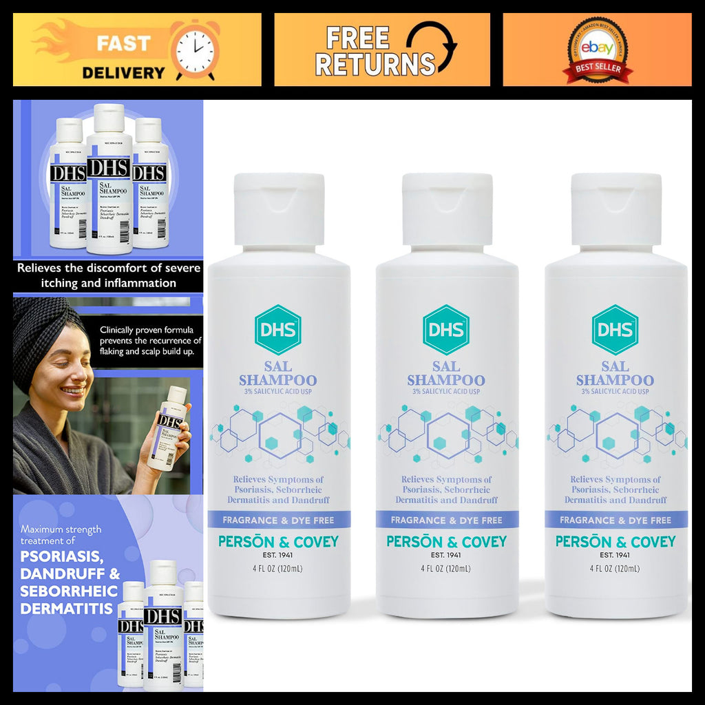Medicated Psoriasis Eczema Dandruff Shampoo - Fragrance-Free 4 oz Relief