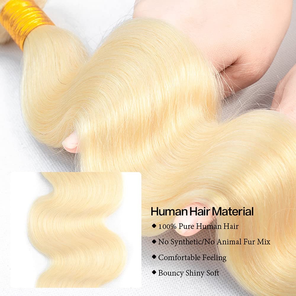 Brazilian Virgin Hair Body Wave Extensions - 613 Blonde, 32 Inch, 50g
